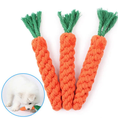 3pcs Carrot Rope Toy for Dogs – Durable Cotton Chew & Tug Toy