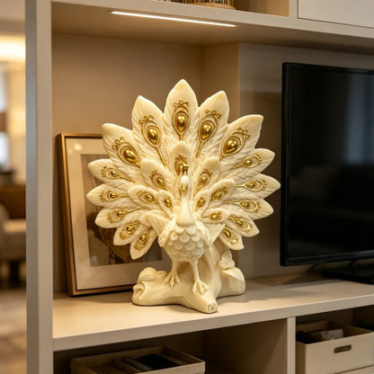 White & Gold Peacock Figurine