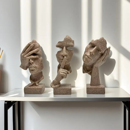 3-Piece Abstract Thinker Sculpture Set