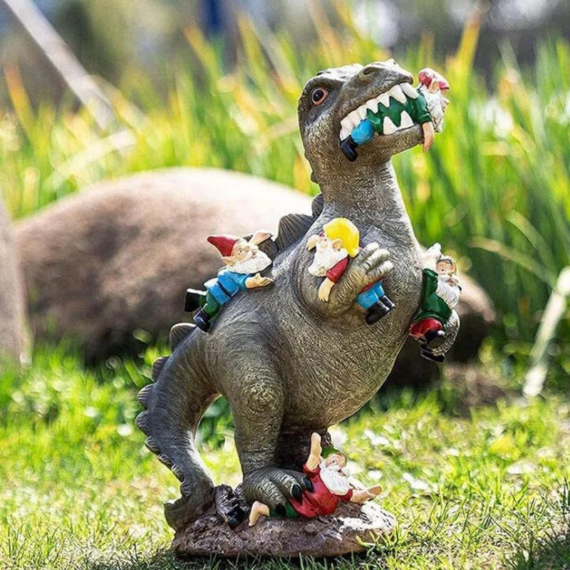 Dino's Gnome Snack – Funny Garden Resin Statue