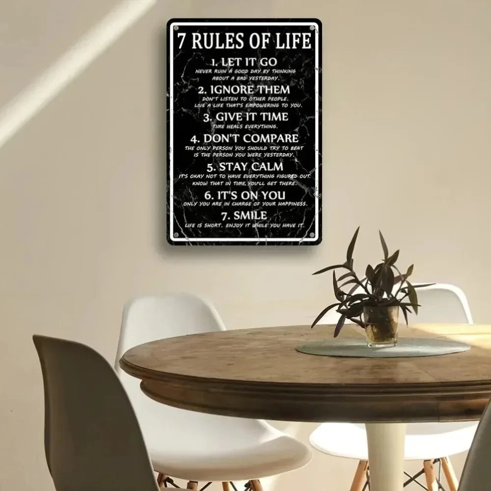 7 Rules of Life Metal Wall Sign