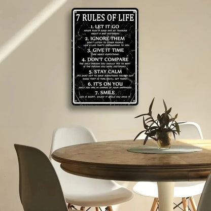 7 Rules of Life Metal Wall Sign