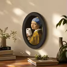Funny Bathroom Wall Plaque – Girl with Toilet Paper Wooden Oval Wall Art