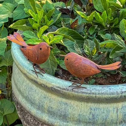 Rustic Metal Bird Garden Ornament - 2Pcs