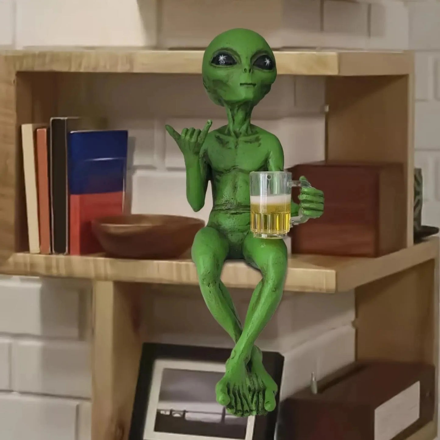 Funny Alien Statue with Beer Mug