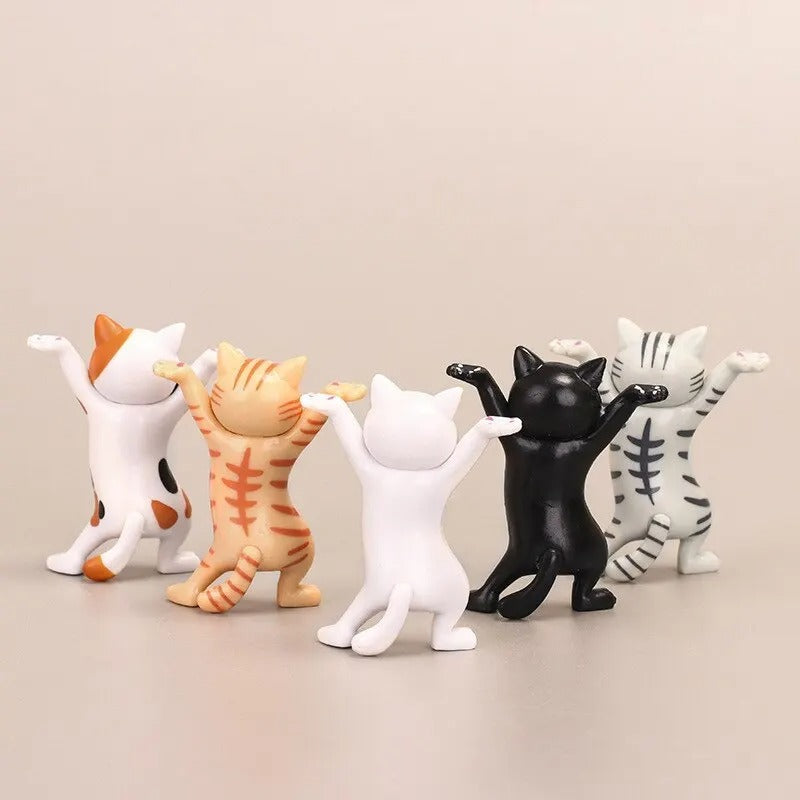 Dancing Cat Figurine Set – 5 Adorable Posing Cat Models for Desk