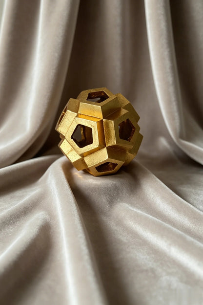 Gold Geometric Orb Sculpture