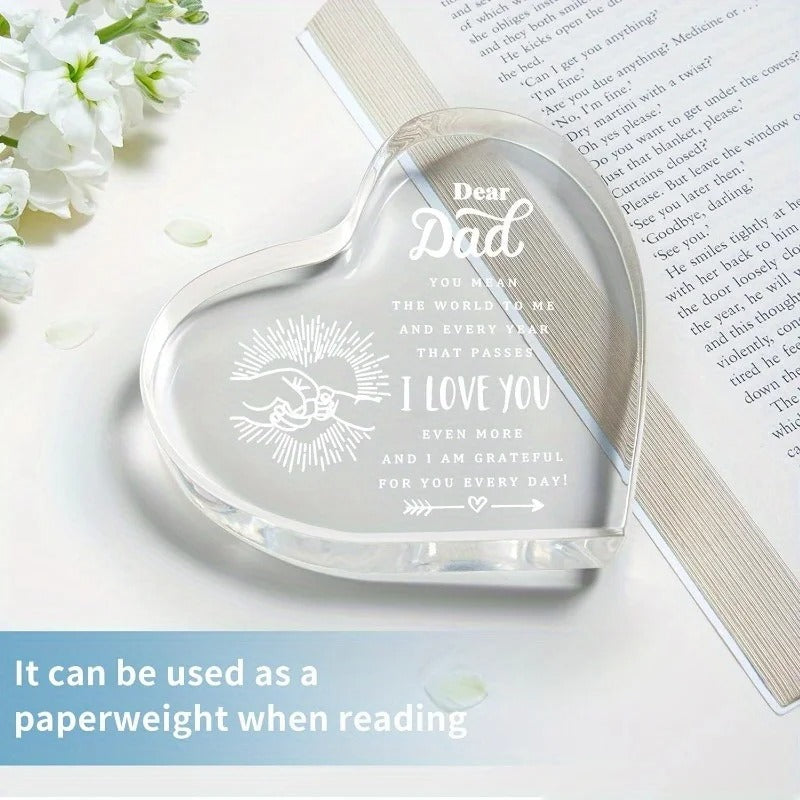Engraved Dad Heart Paperweight
