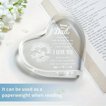 Engraved Dad Heart Paperweight
