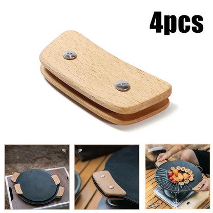 4PCS Wooden Grill Pan Handles – Heat-Resistant Anti-Scald Grips