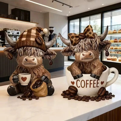 Cute Highland Cow Coffee Figurine (2 Styles)