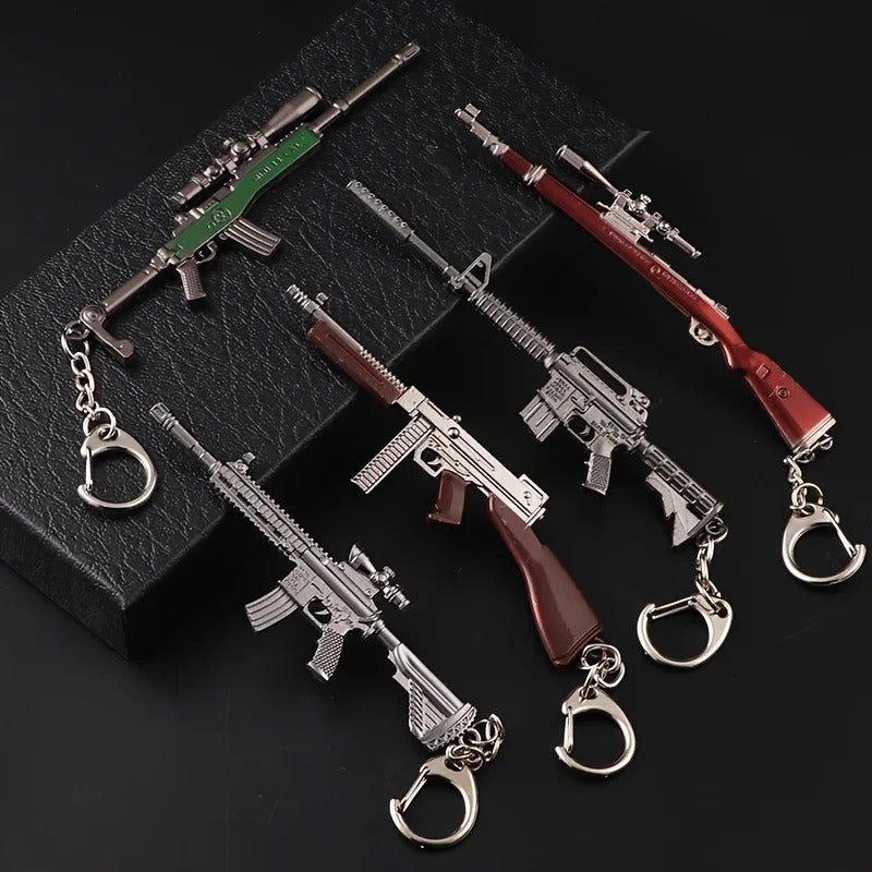 Rifle Keychain – Detailed Metal Gun Model Key Ring for Keys