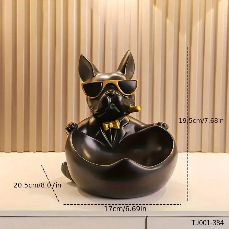 Cool Bulldog Storage Statue with Sunglasses