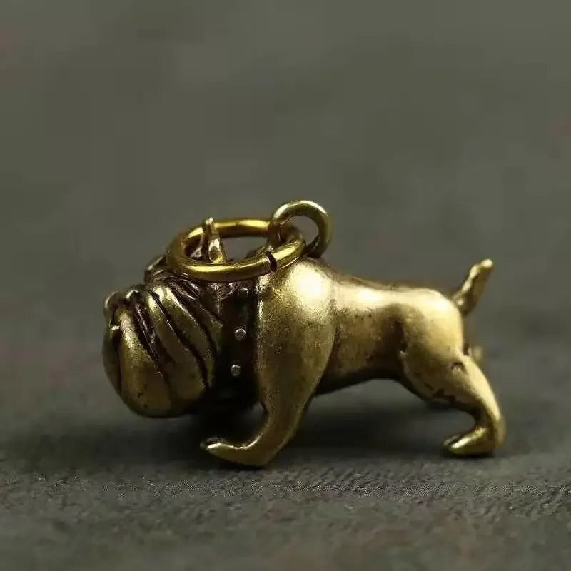Vintage Brass Bulldog Keychain