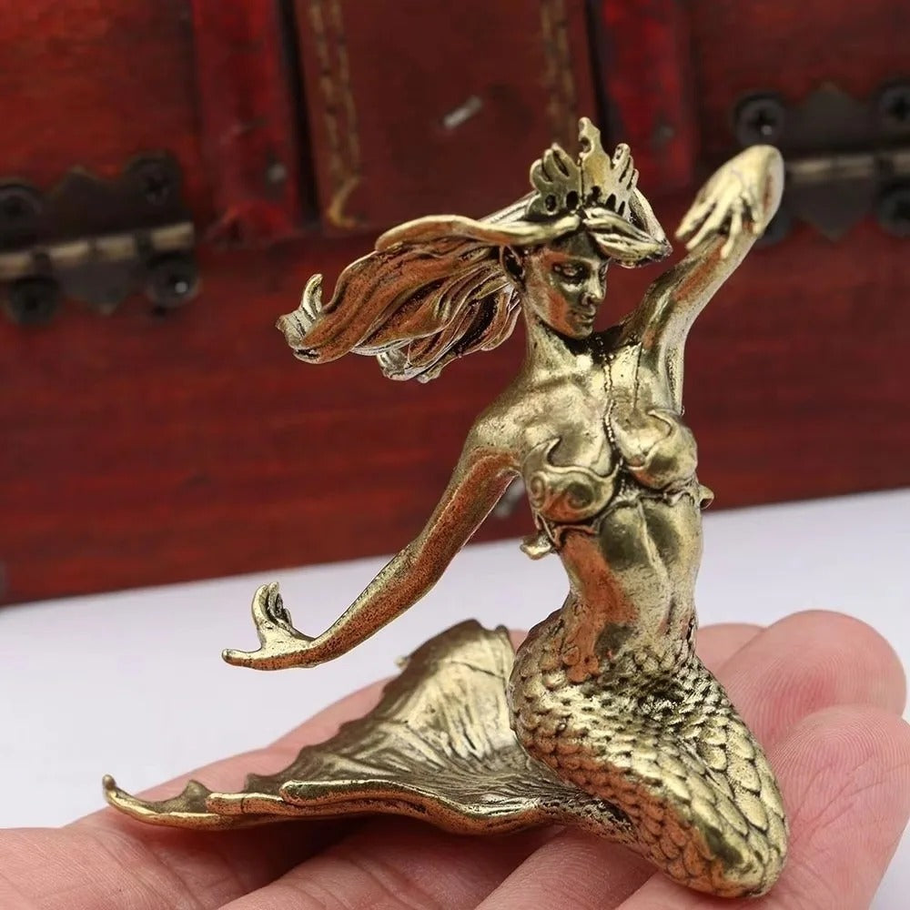 Elegant Brass Mermaid Sculpture