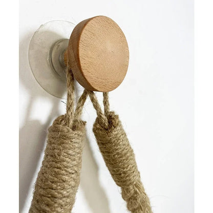 Rustic Rope Towel Holder – Nail-Free Wall Hook for Bathroom & Kitchen