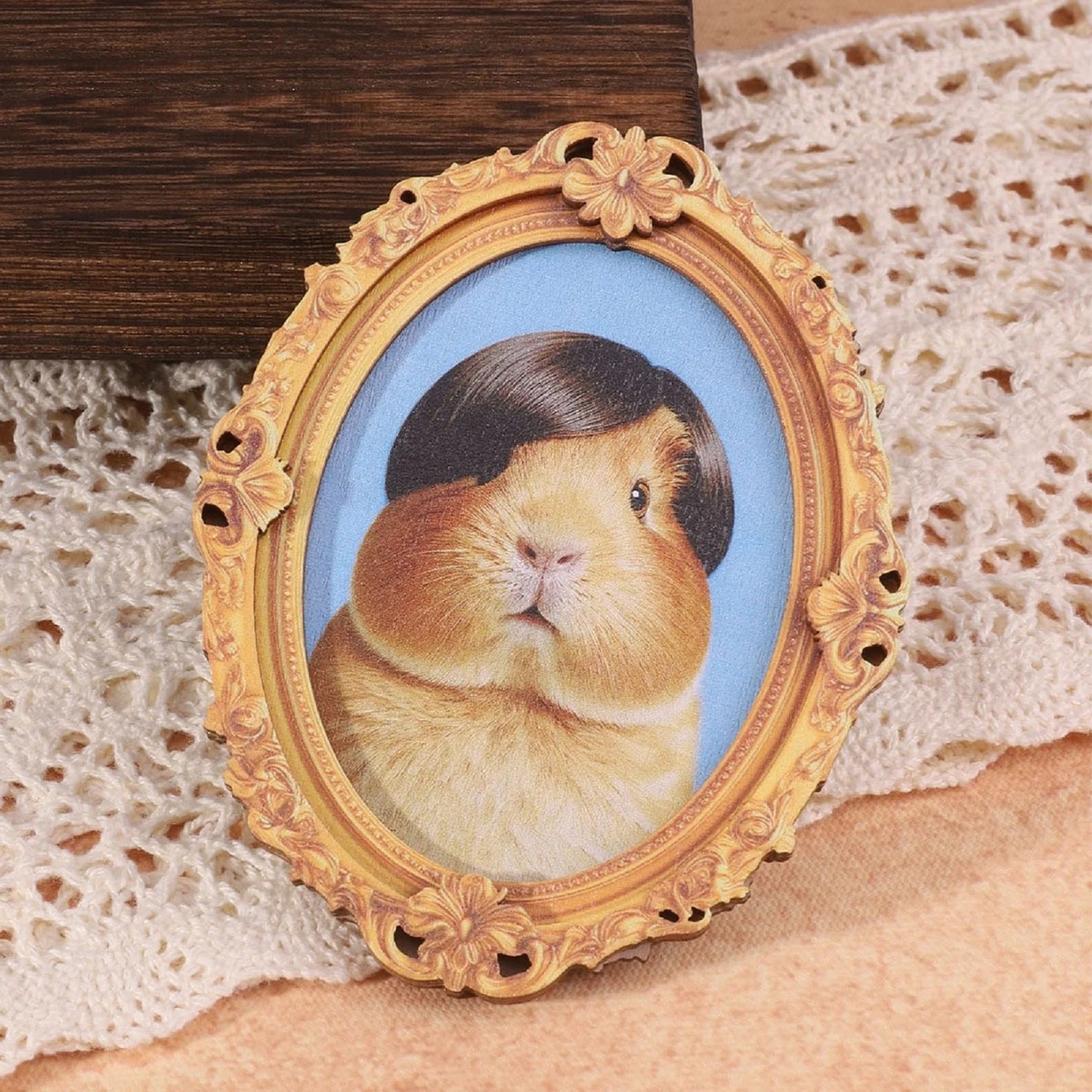 Vintage Wooden Guinea Pig Fridge Magnet Photo Frame