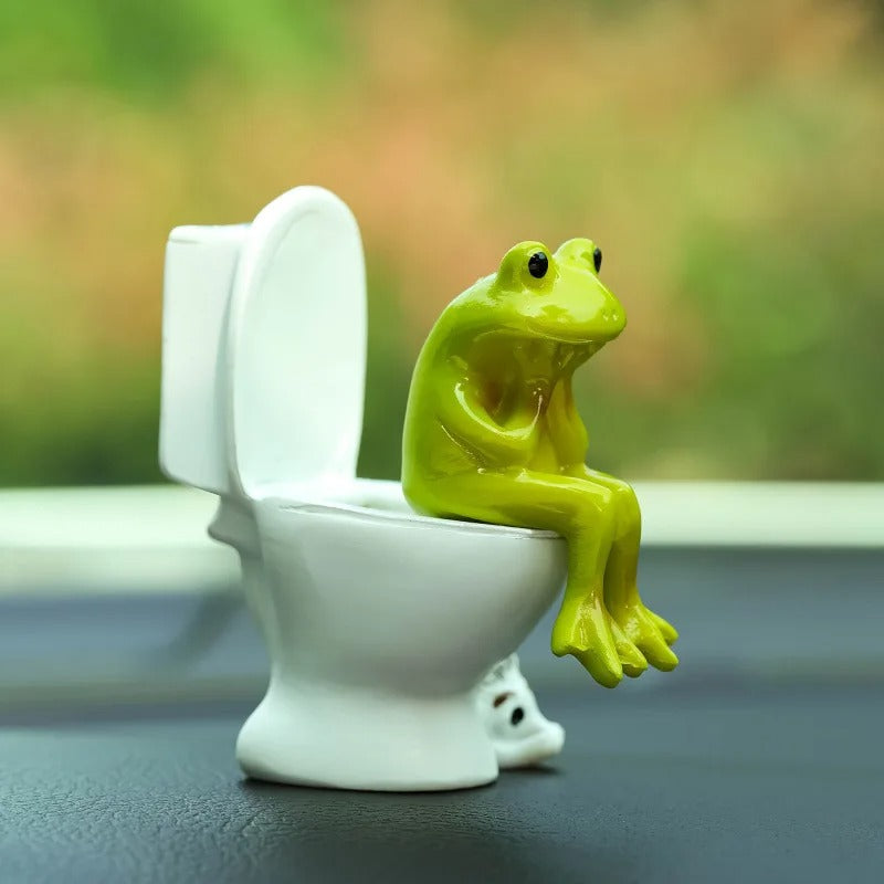 Frog on Toilet with Hedgehog
