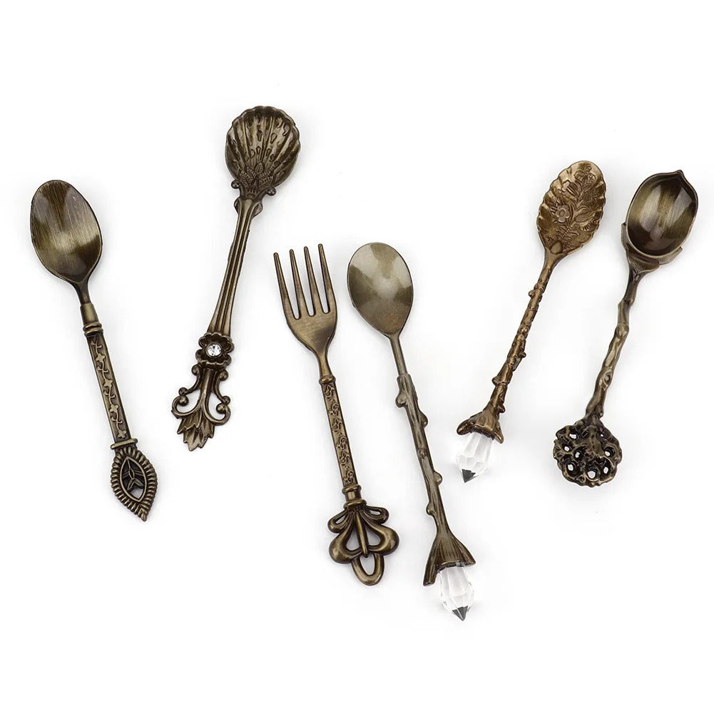 6-Piece Vintage Cutlery Set – Zinc Alloy Spoons