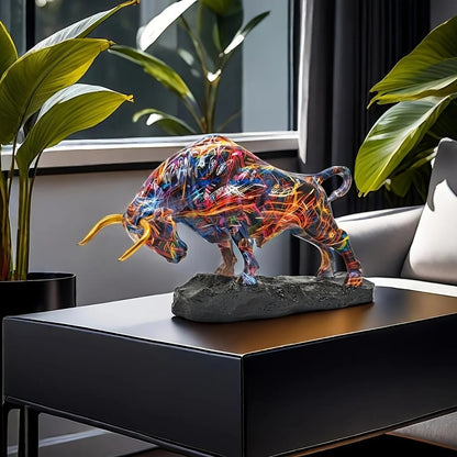 Bull Statue – Modern Colorful Resin Bull Sculpture for Home