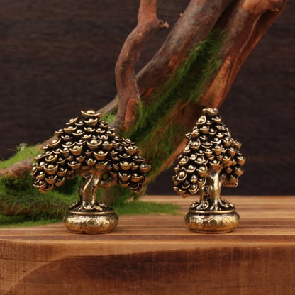 Brass Wealth Tree Figurines (Set of 2)