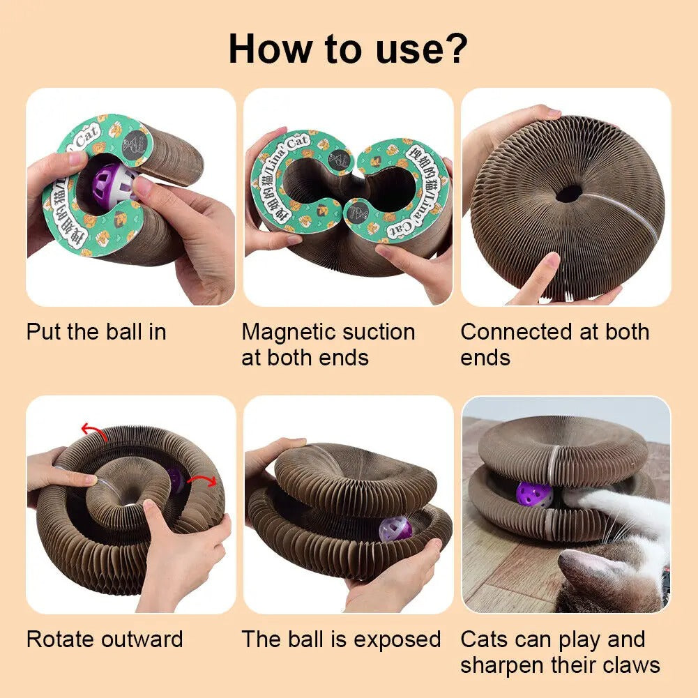 Foldable Cat Scratching Board  With Bell Ball