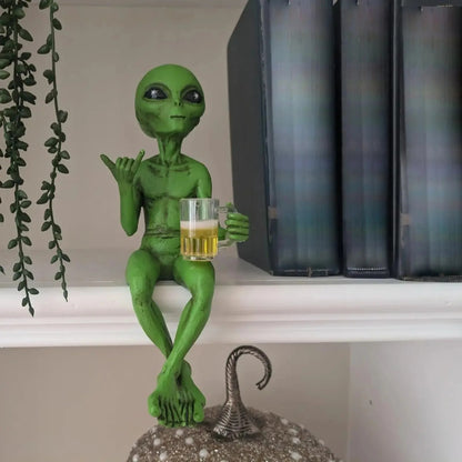 Funny Alien Statue with Beer Mug
