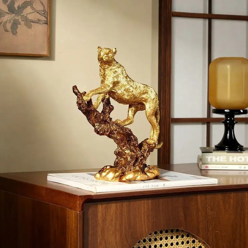 Majestic Leopard Resin Sculpture