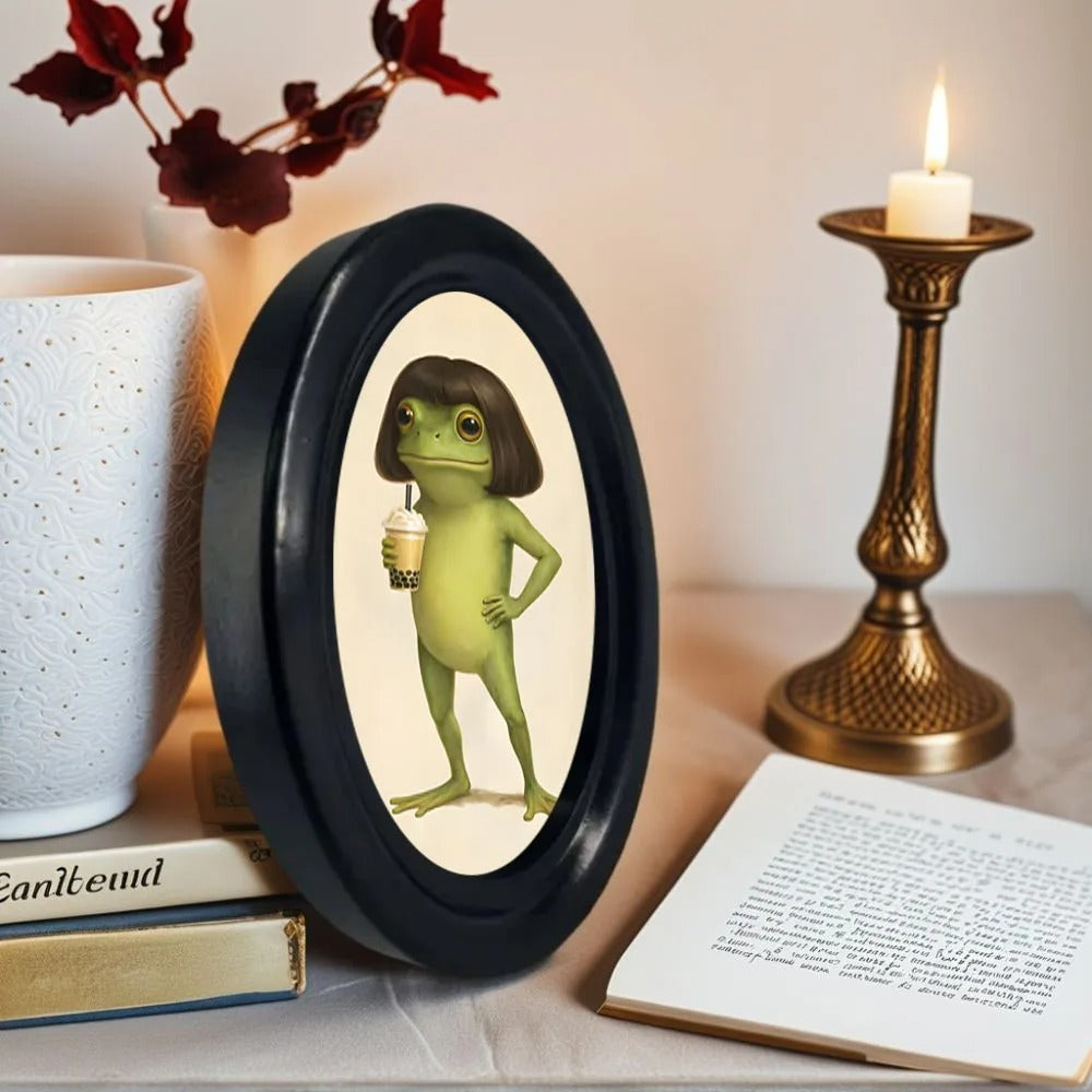 Funny Bubble Tea Frog Wall Decor