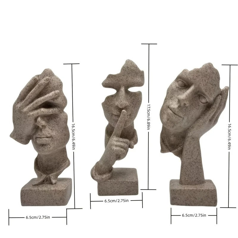 3-Piece Abstract Thinker Sculpture Set