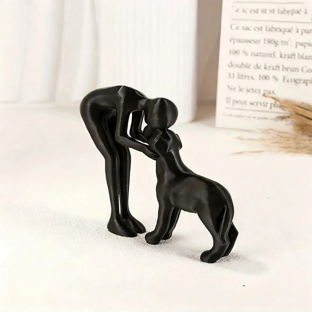 Abstract Human & Dog Figurine