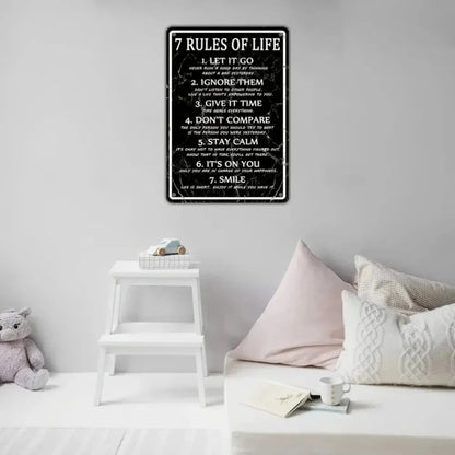 7 Rules of Life Metal Wall Sign