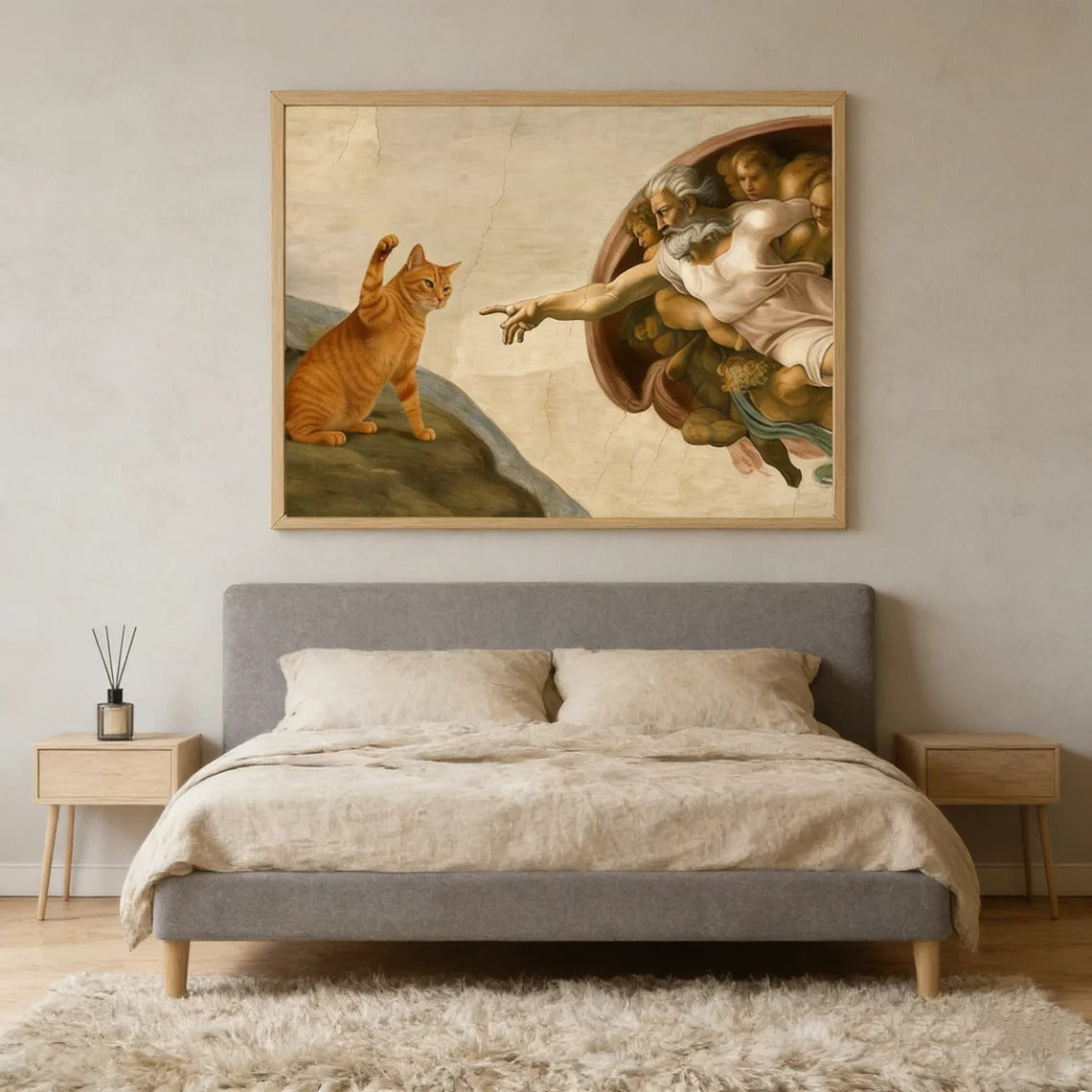 Creation of Adam Orange Cat Canvas Wall Art Print (No Frame)
