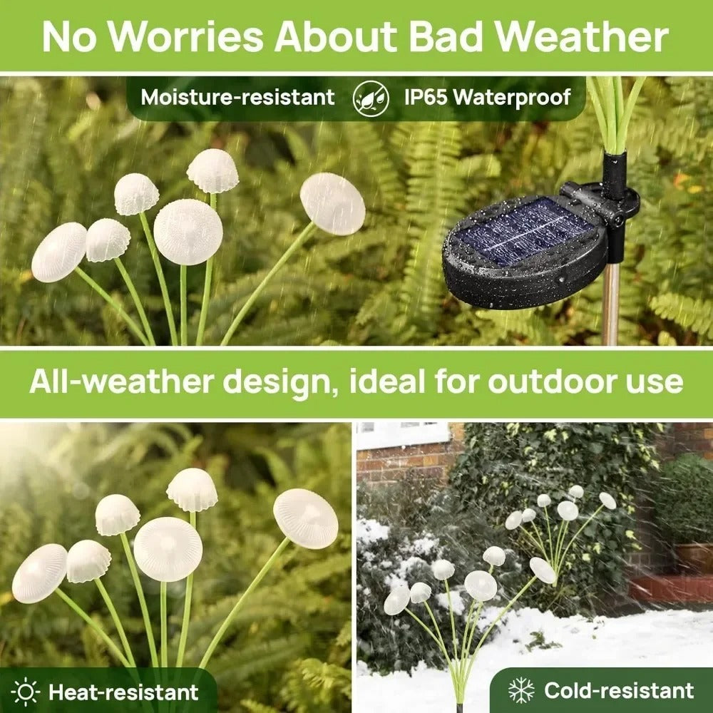 Solar Jellyfish Mushroom Garden Lights – 6 LED Decorative Lawn Lamps