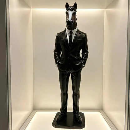 Elegant Horse Statue with Suit