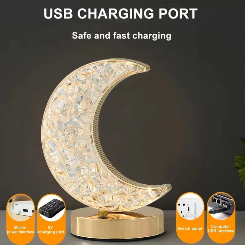 Crystal Crescent Moon Lamp