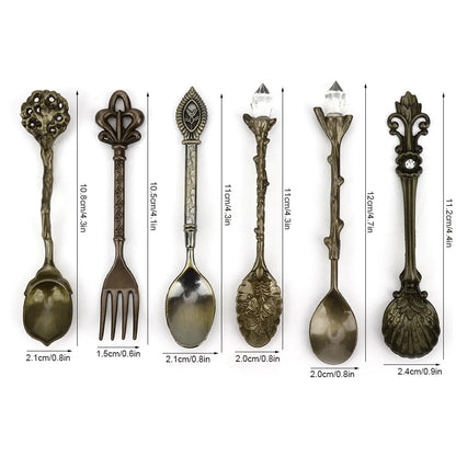 6-Piece Vintage Cutlery Set – Zinc Alloy Spoons