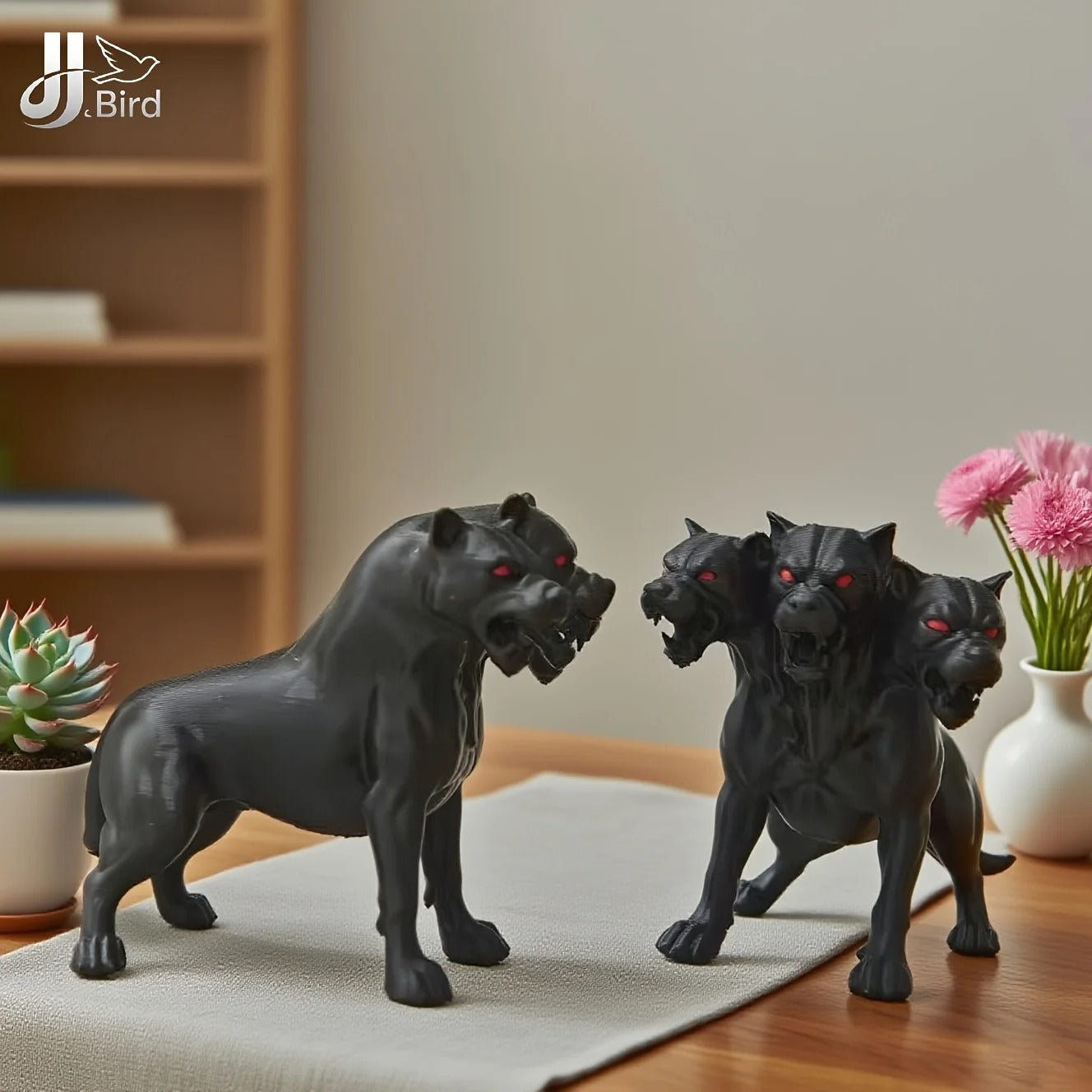 Gothic Three-Headed Dog Statue