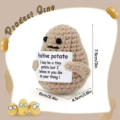 Mini Positive Potato Plush – Handmade Wool Doll with Motivational Card