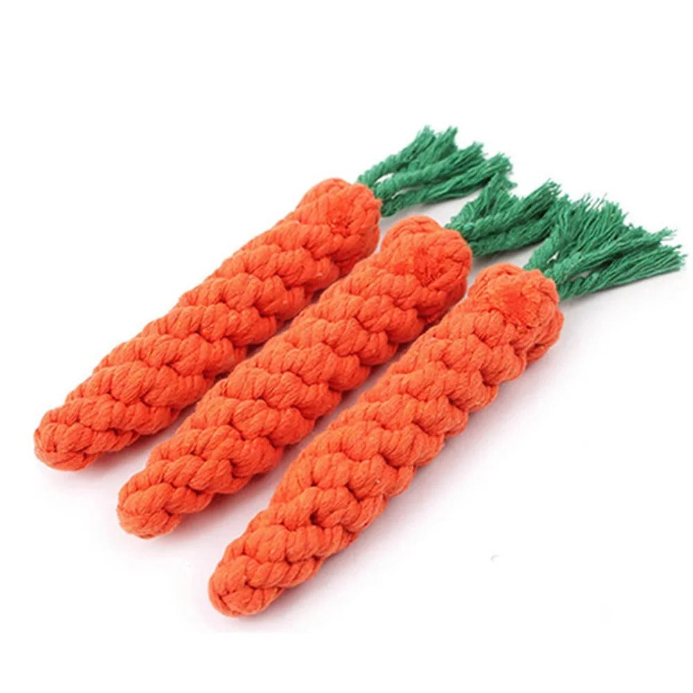 3pcs Carrot Rope Toy for Dogs – Durable Cotton Chew & Tug Toy