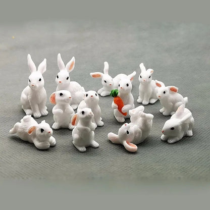 12-Piece Mini Bunny Figurine Set