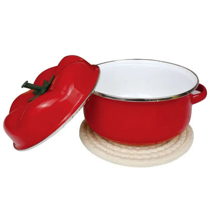 Tomato-Shaped Enameled Saucepan – Decorative Kitchen Cookware