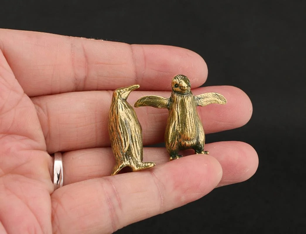 Funny Brass Standing Penguin Figurine - 2Pcs