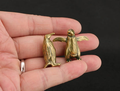 Funny Brass Standing Penguin Figurine - 2Pcs