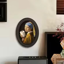 Funny Bathroom Wall Plaque – Girl with Toilet Paper Wooden Oval Wall Art