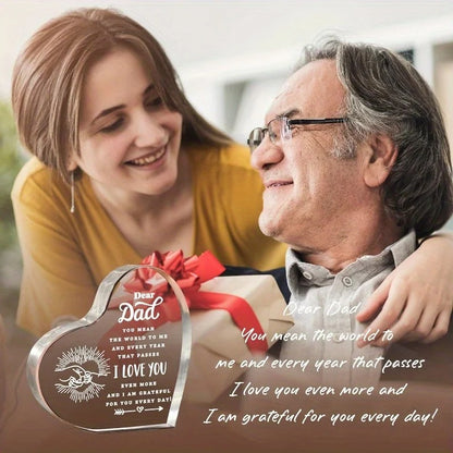 Engraved Dad Heart Paperweight