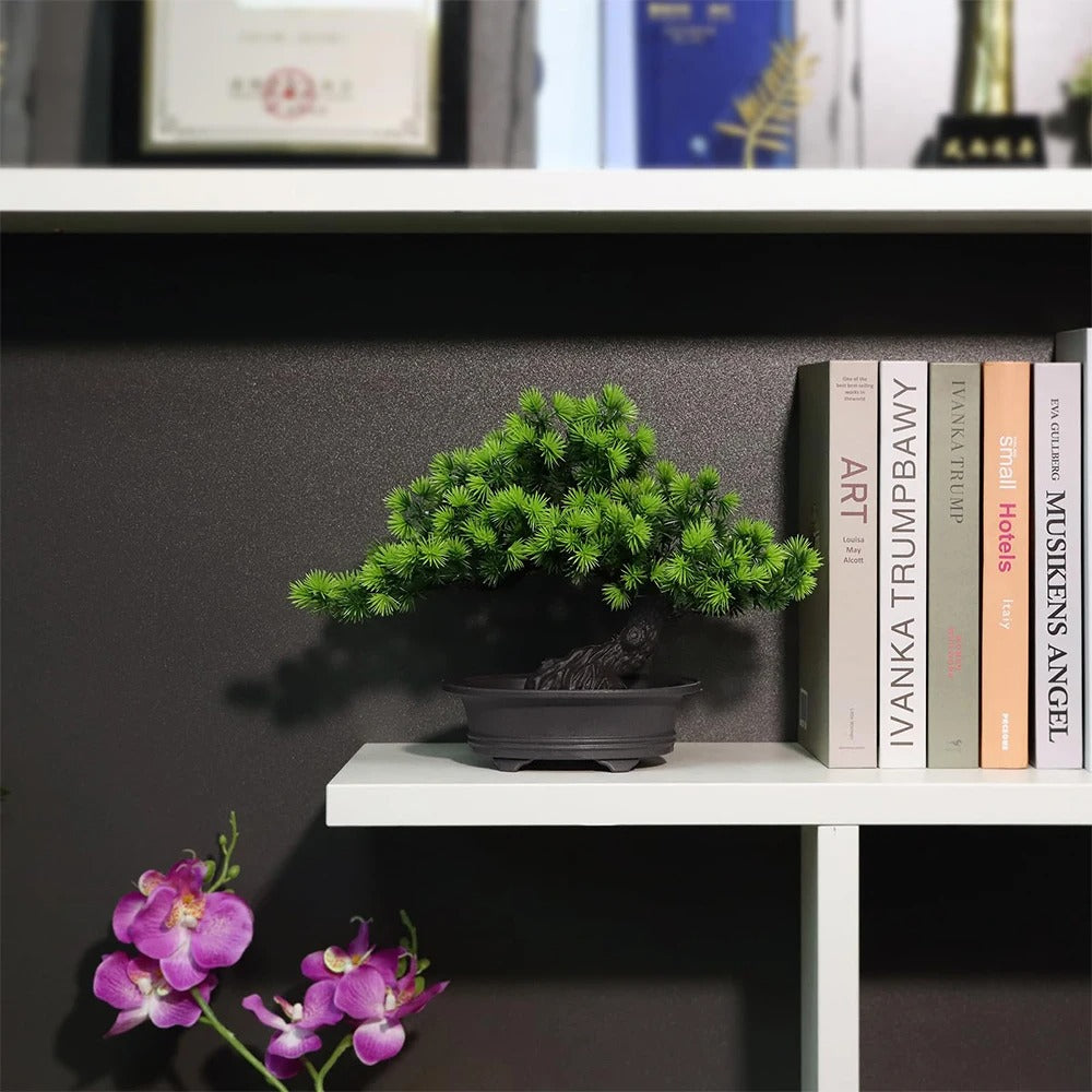 Lifelike Mini Bonsai Plant – Artificial Greenery Décor