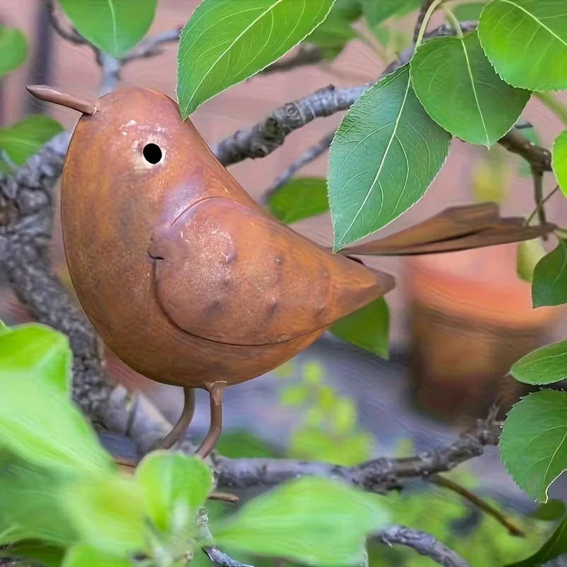 Rustic Metal Bird Garden Ornament - 2Pcs