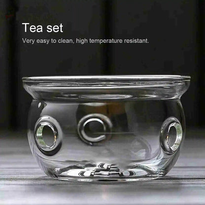 Glass Teapot Warmer with Candle Tray – Round Tealight Heater