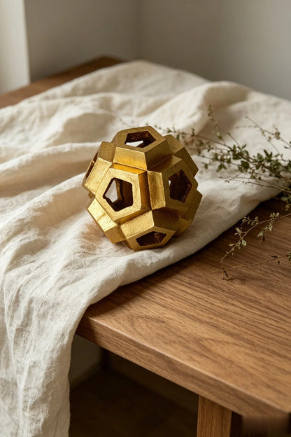 Gold Geometric Orb Sculpture